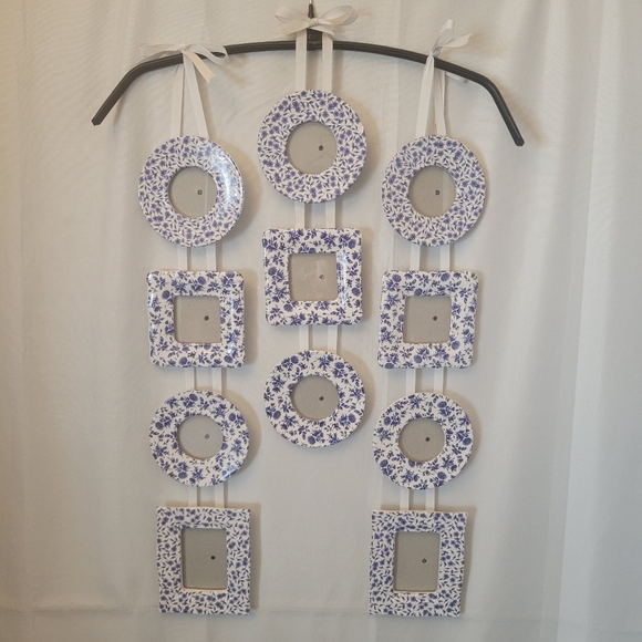 Ceramic Carr Flower Pattern Photo Frames On A Ribbon x3 - Picture 1 of 9